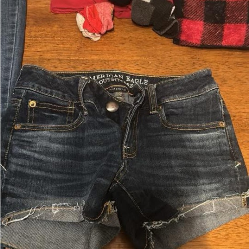 American Eagle Outfitters Women's Dark Blue Denim Shorts